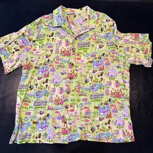 Disneyland 50th Anniversary Rayon Hawaiian SHAG Tiki 2005 Rayon Shirt Men XXL